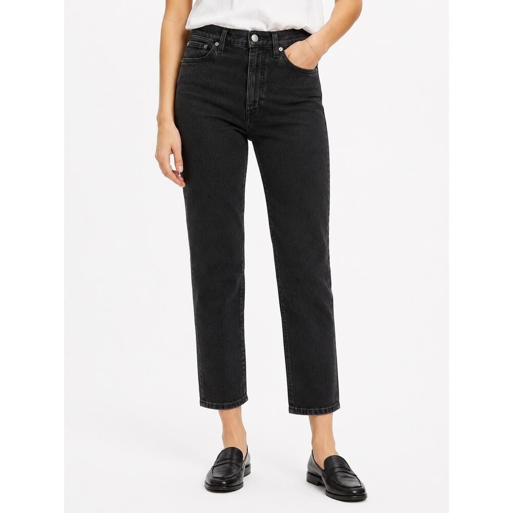 Madewell The Perfect Vintage Straight Jeans Womens 27 Black High Rise Denim